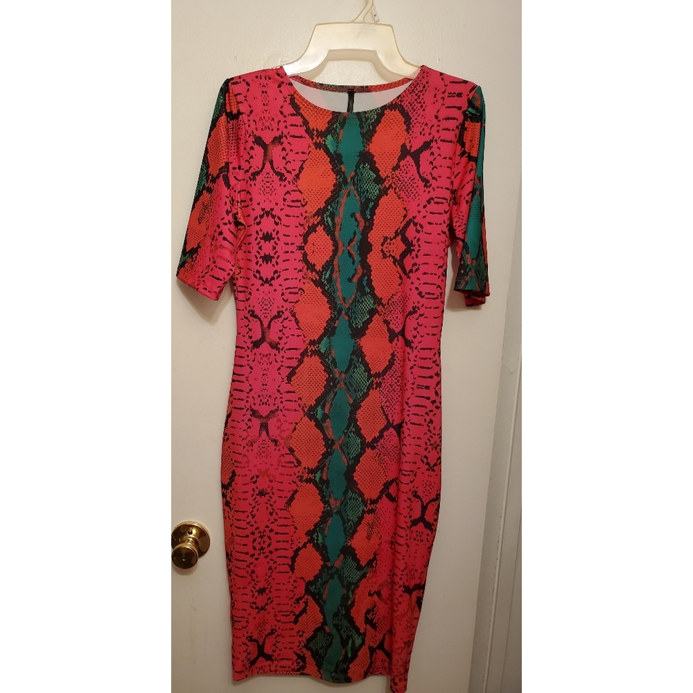 💕EUC Midi Snakeskin Print Dress